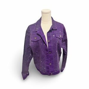 Mardi Gras Spring embellished Purple Jean Jacket